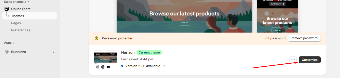 customization page